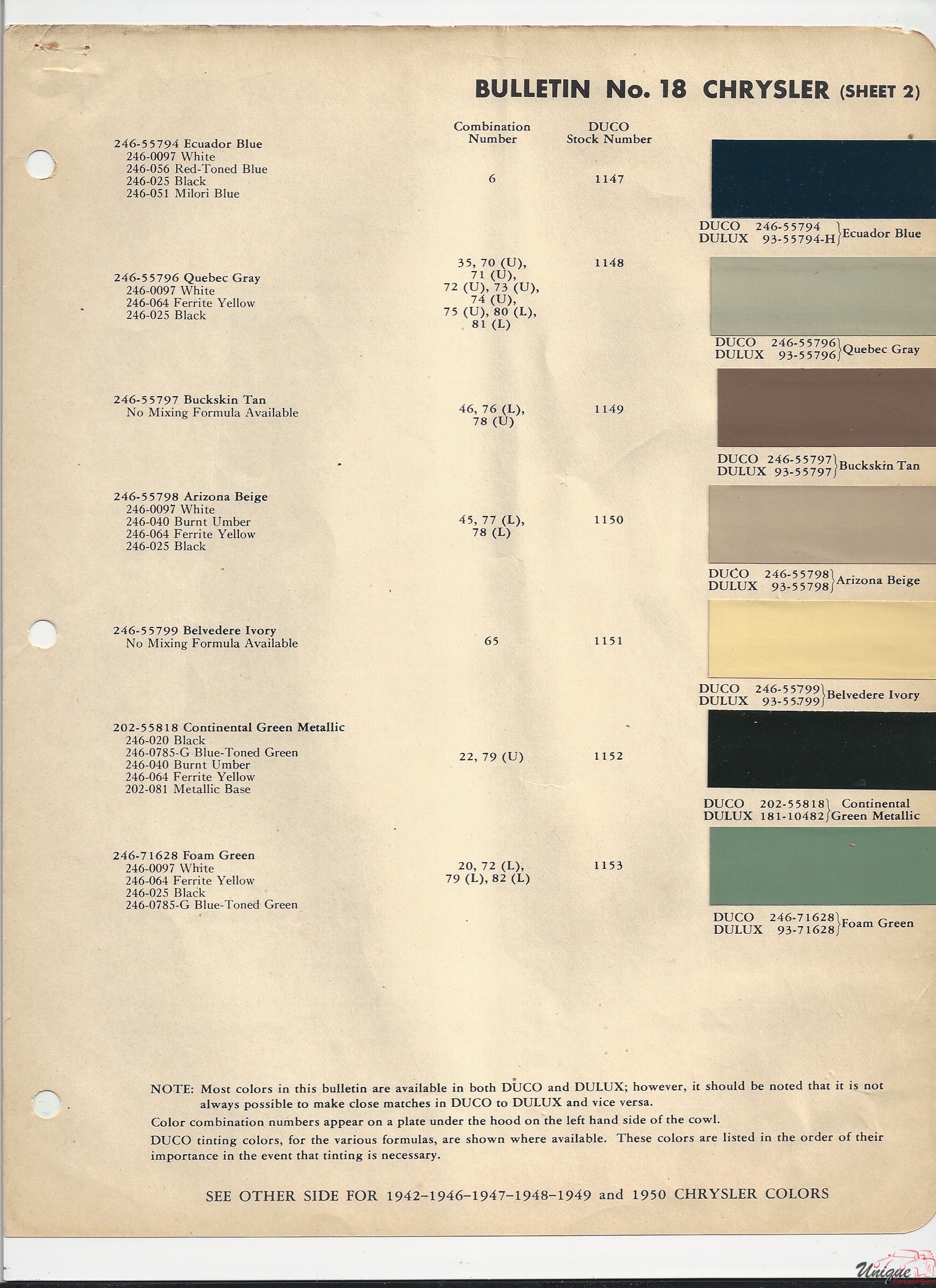 1951 Chrysler-1 Paint Charts